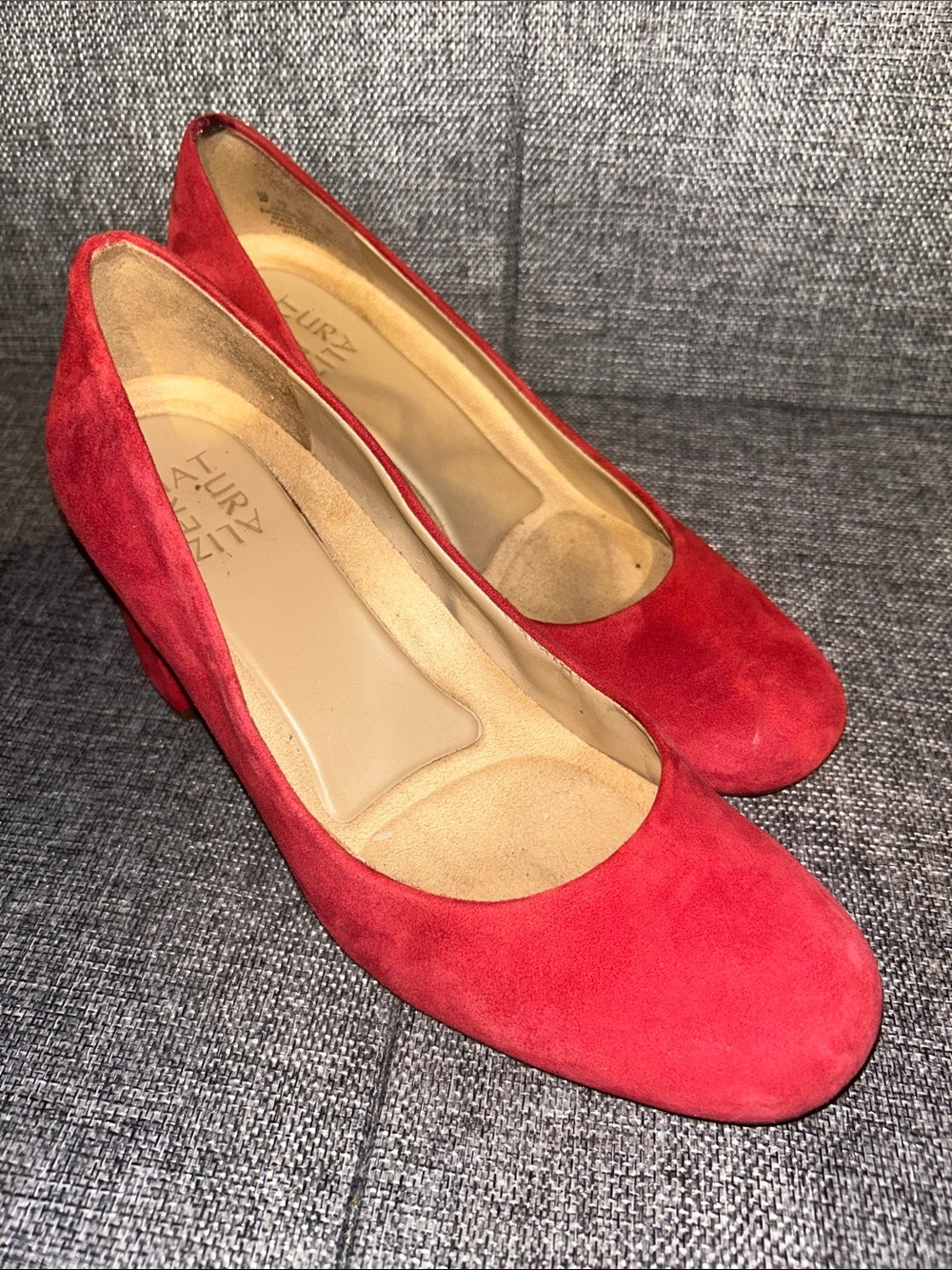 Naturalizer Red Suede Round-Toe Pumps